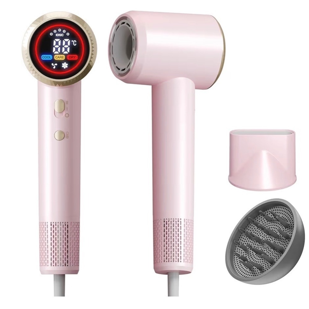 High Speed Ionic Hair Dryer 1500W 150k RPM Brushless Motor Pink ZCY883-L New